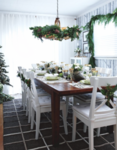 I love the pops of green throughout the dining room