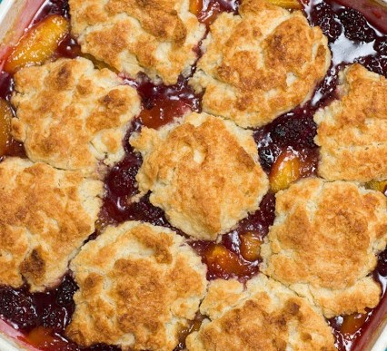 Spring Inspired Peach Blackberry Cobbler Recipe