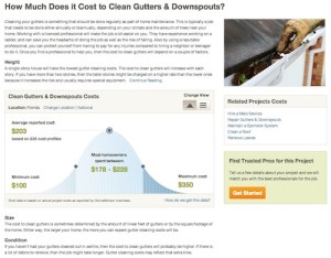 HomeAdvisor Cost Guide specs gutter averages