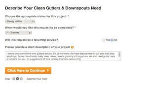 HomeAdvisor describe gutter project