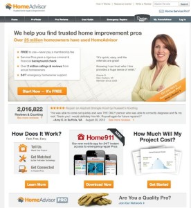 HomeAdvisor home screen