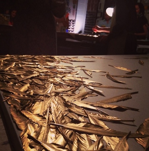 blogtourla_stagetecture_Natural Curisoties_gold leafed feathers