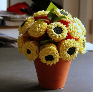 Mother's Day sunflower cupcake bouquet