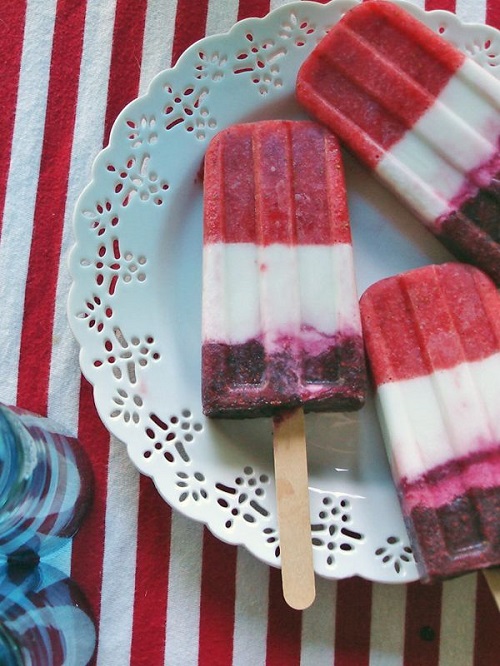 Red White and Blueberry Yogurt Popsicles