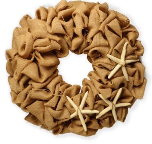 Burlap wreath with starfish