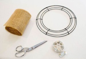 supplies for making a burlap wreath