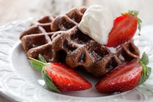 Chocolate Waffles with Strawberries!