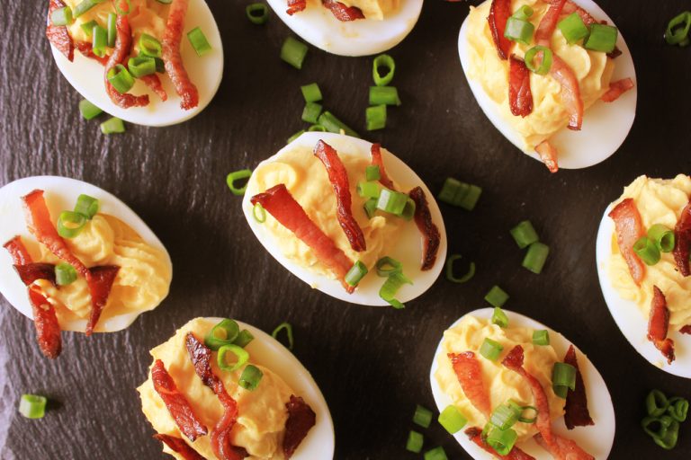 Amazing Deviled Eggs with Cheese and Bacon