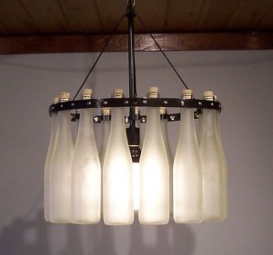 frosted beer bottle chandelier