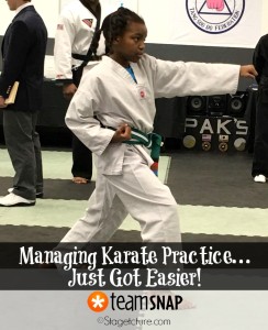 Karate practice TeamSnap app